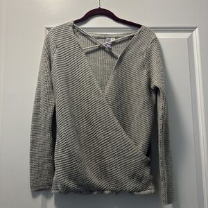 Elegant Gray Wrap Sweater